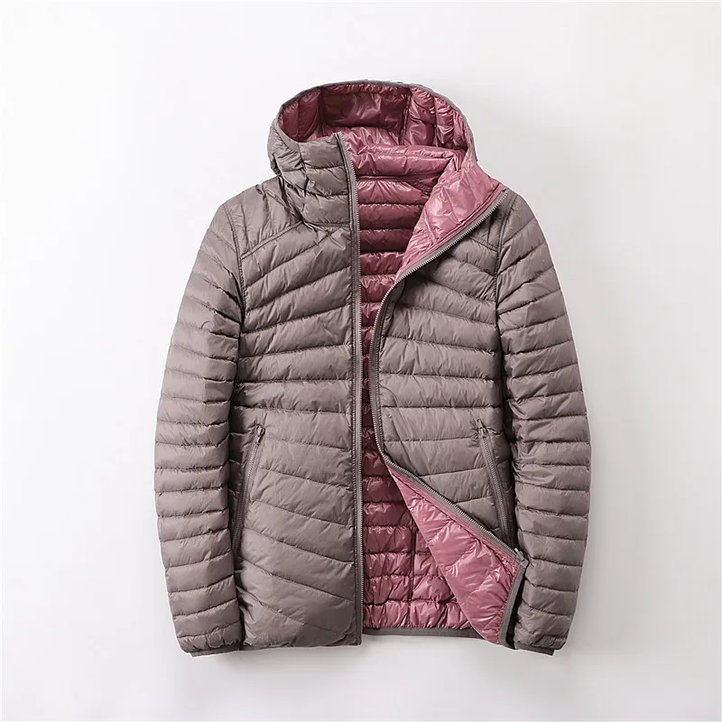 Quilted Hooded Down Jacket For Women Autumn Winter Fashion Contrasting Color Puff Coat American Casual Simple Thicken Jackets