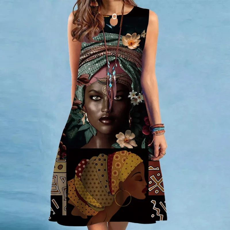 

2023Station Hot African Sleeveless Maxi Dress Floral Print Dress plus Size Women's Clothing