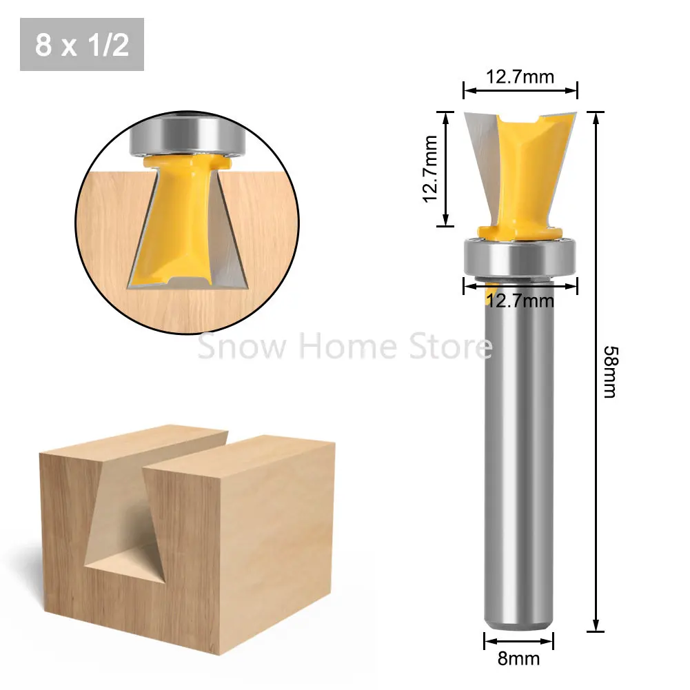 8 Handle Imitation Dovetail Woodworking Milling Cutter Bearing Dovetail Knife Slotting Knife Beehive Knife Tenon Joint Knife Woo