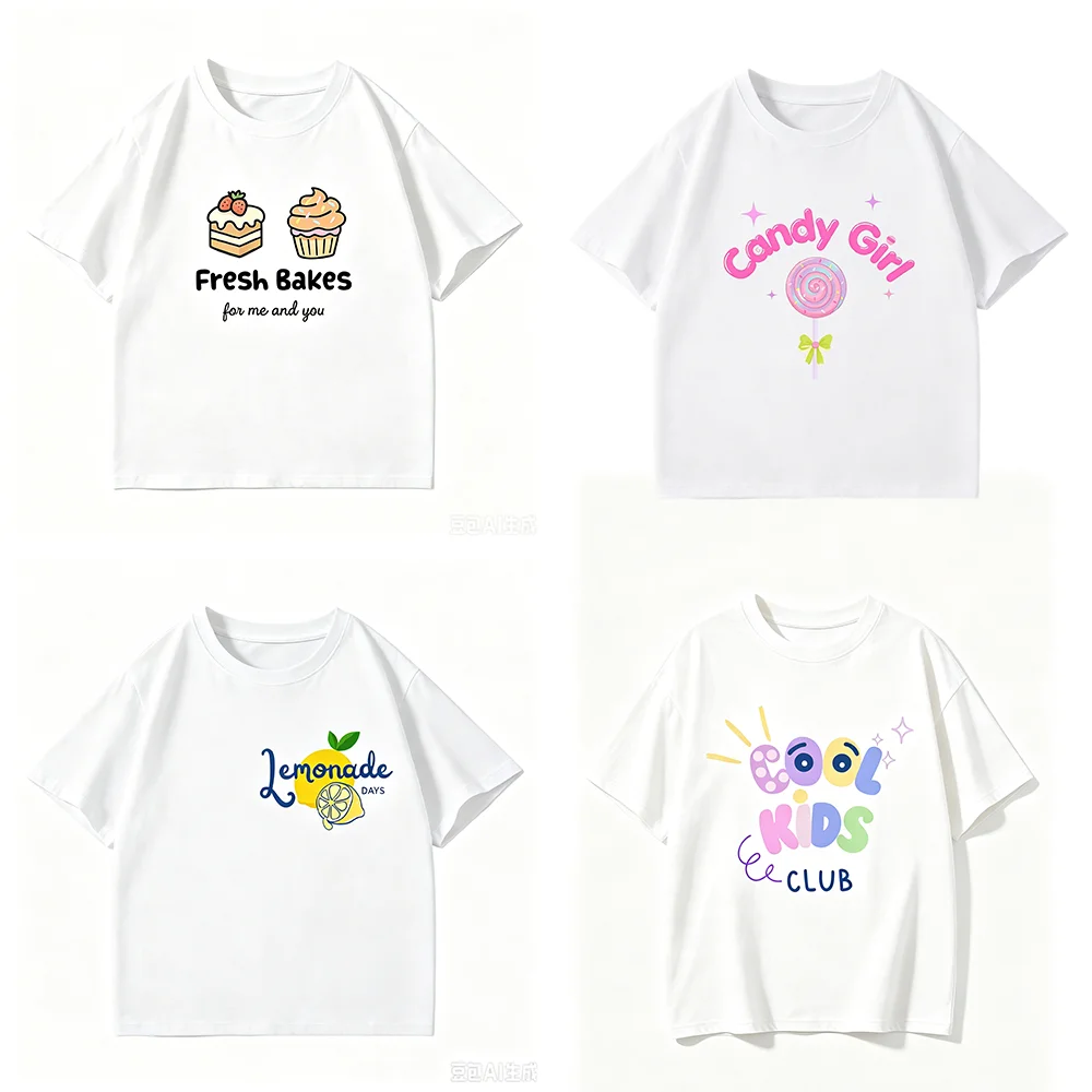 Customized Girls Boys Short Sleeve T Shirts Kids Pure Cotton Summer Oversized Tops Children Teens