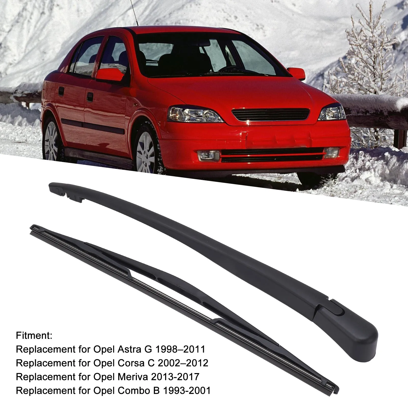 1273389 55703093 Rear Wiper Arm and Blade 1273090 Back Windshield Wiper Arm Blade Set Replacement for Opel Astra 1998–2011