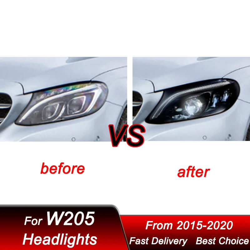 Car Headlights For Mercedes-Benz C class W205 15-21 upgrade new style LED Auto Headlamp Assembly Projector Lens Accessories Kit