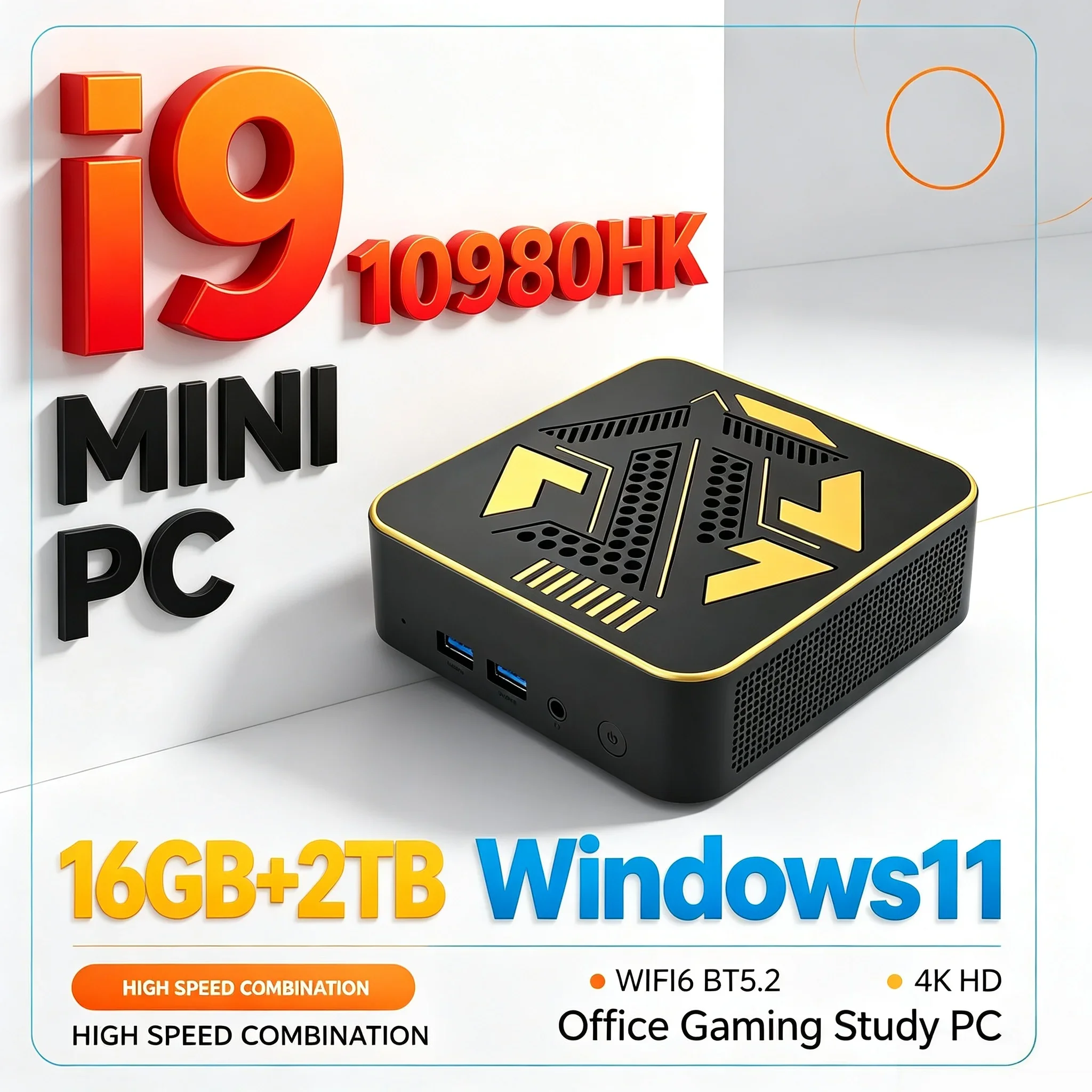 Core I9 10980HK Mini Host Windows11 16GB RAM 1/2TB SSD WiFi 6 Bluetooth5.2 Small Form Factor Home Office Gaming Study Mini PC