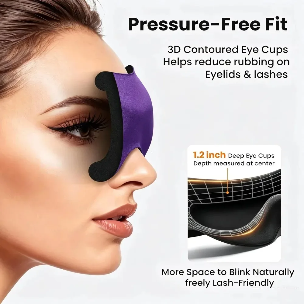 3D Contoured Sleep Eye Mask Soft Memory Foam Eyeshade Block Light Blindfold Adjustable Strap Travel Night Sleeping Eye Cover
