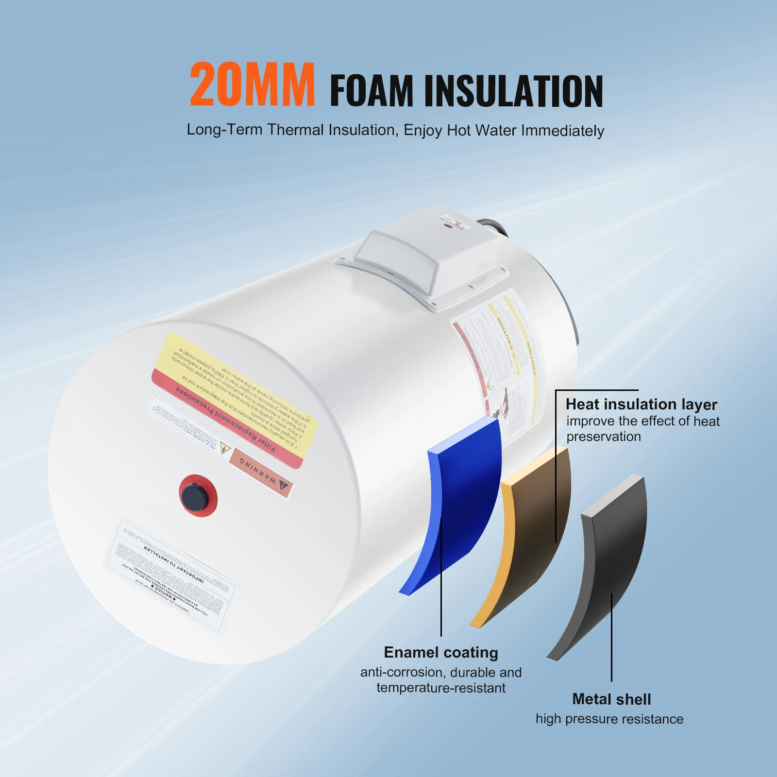 SucceBuy Electric Water Heater 40/70L Tank Instant Hot Water Heater 1.6Kw Tankless Water Heater w/ LED Display Knob Control IPX4