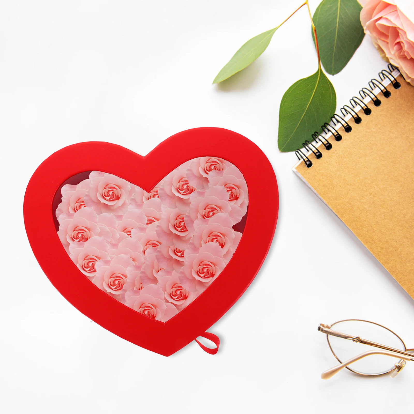 

Heart Shaped Gift Box Preserved Flower Packaging Double Layer Rotating Design Wedding Bouquet Flower Wrapping Box For