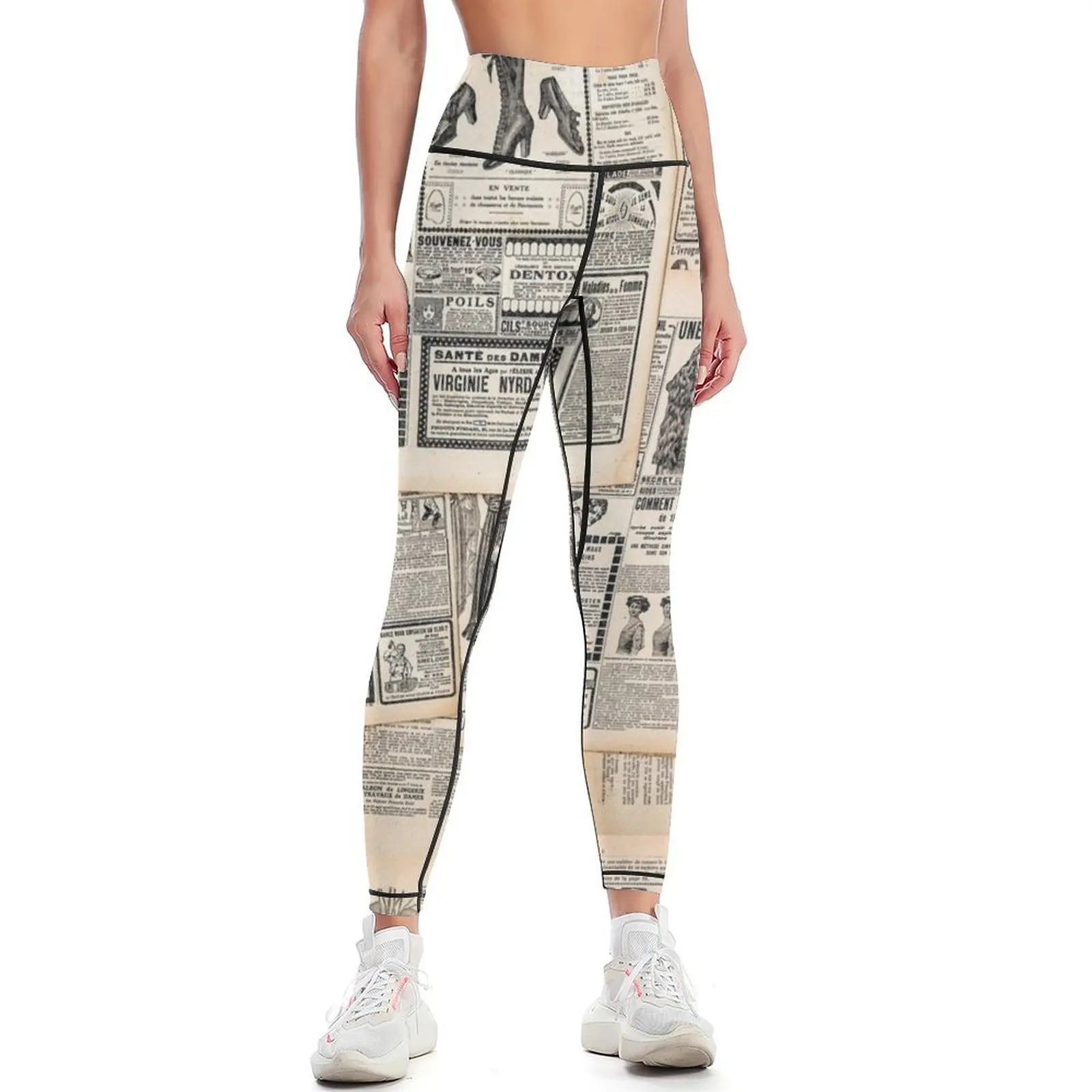 Old Vintage Newspaper Sheets Leggings Women's gym harem pants Womens Leggings