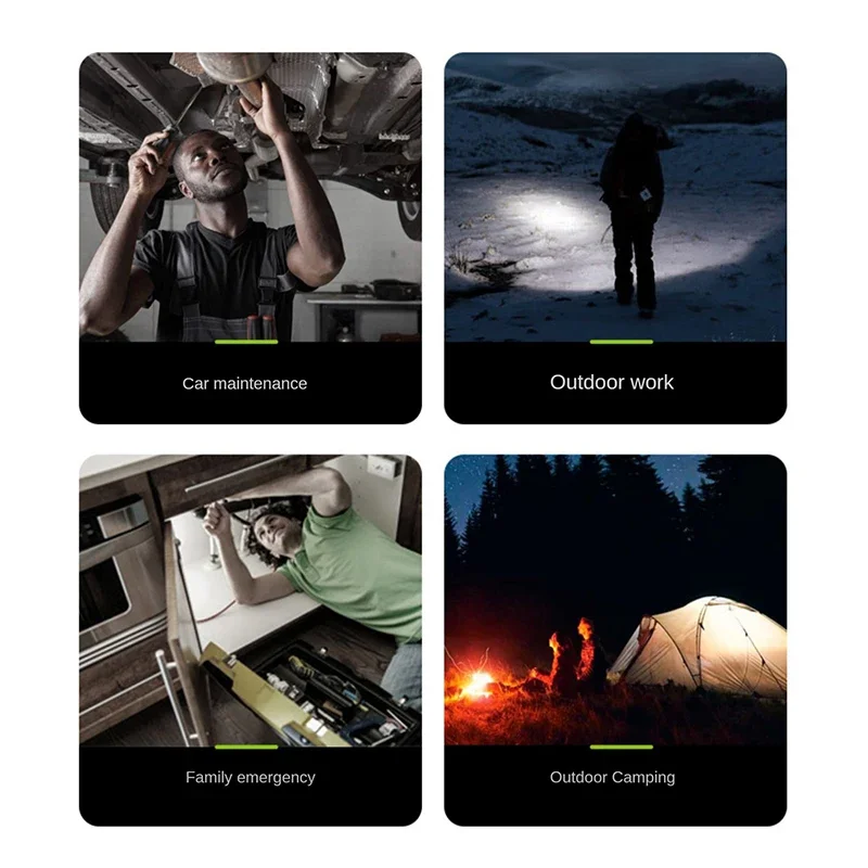 USB Rechargeable Portable Pocket EDC LED Flashlight Magnet Lamp Work Light Tool For Car Repairing Emergency Lighting House