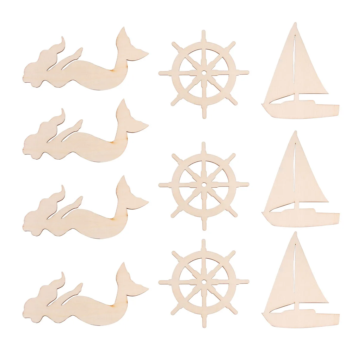 

Wooden Cutouts DIY Crafts Unpainted Beige Bamboo Nautical Boat Decor Supplies Wall Pin Sewing Tools Accessories