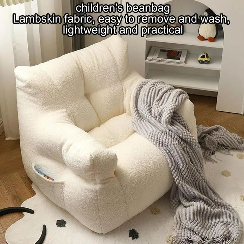 Children's Sofa Baby Reading Lazy Sofa Cotton And Linen Lamb's Wool Fabric Cute Small Sofa Chair Removable And Washable