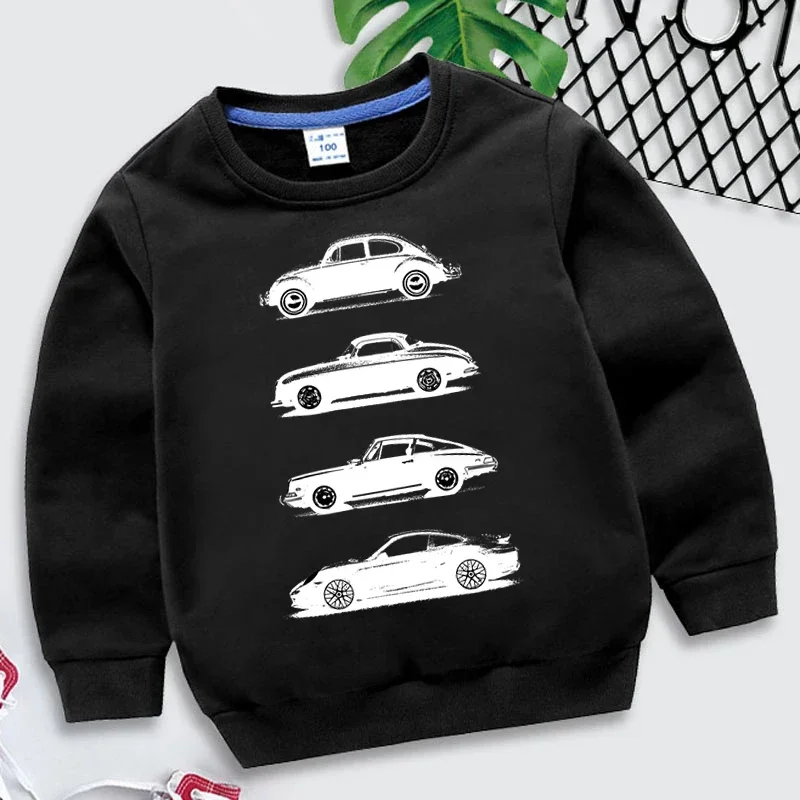 Hoodies 2023 Fashion Boys O-neck Sweatshirt Rally Group B Cars Print Tracksuit Fashion Car Fans Kids Clothes Girls Streetwear