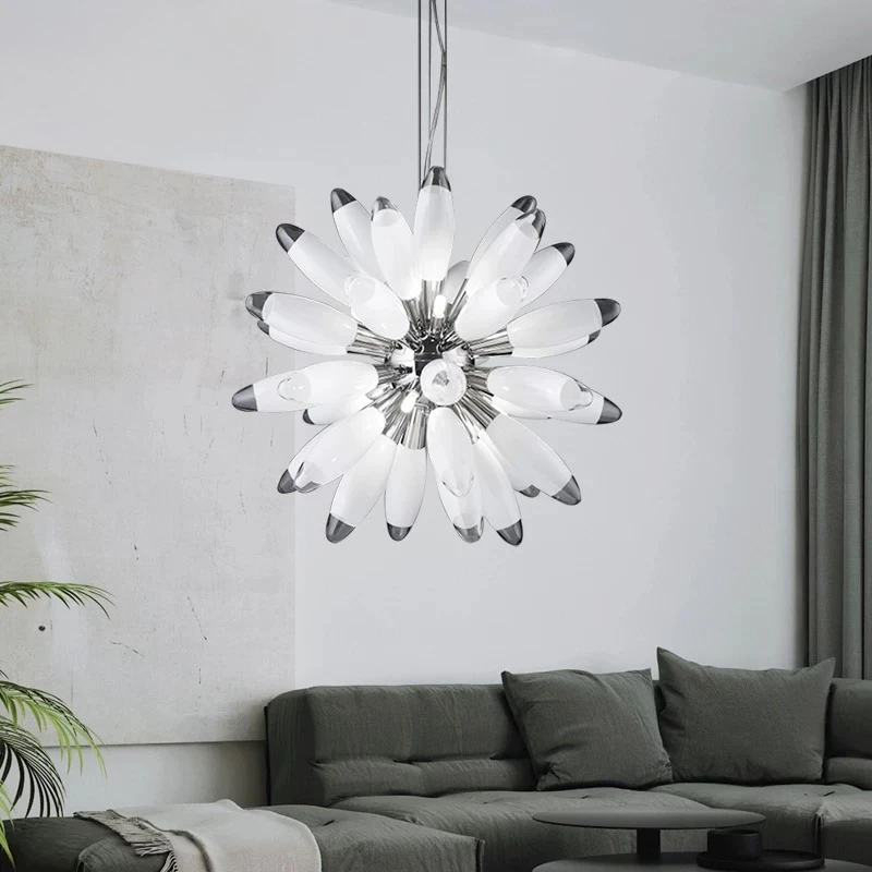 Artistic Floral Crystal Chandelier Modern Petal Shaped Glass LED Pendant Light Light Luxury Ceiling Lamp for Living Room Bedr