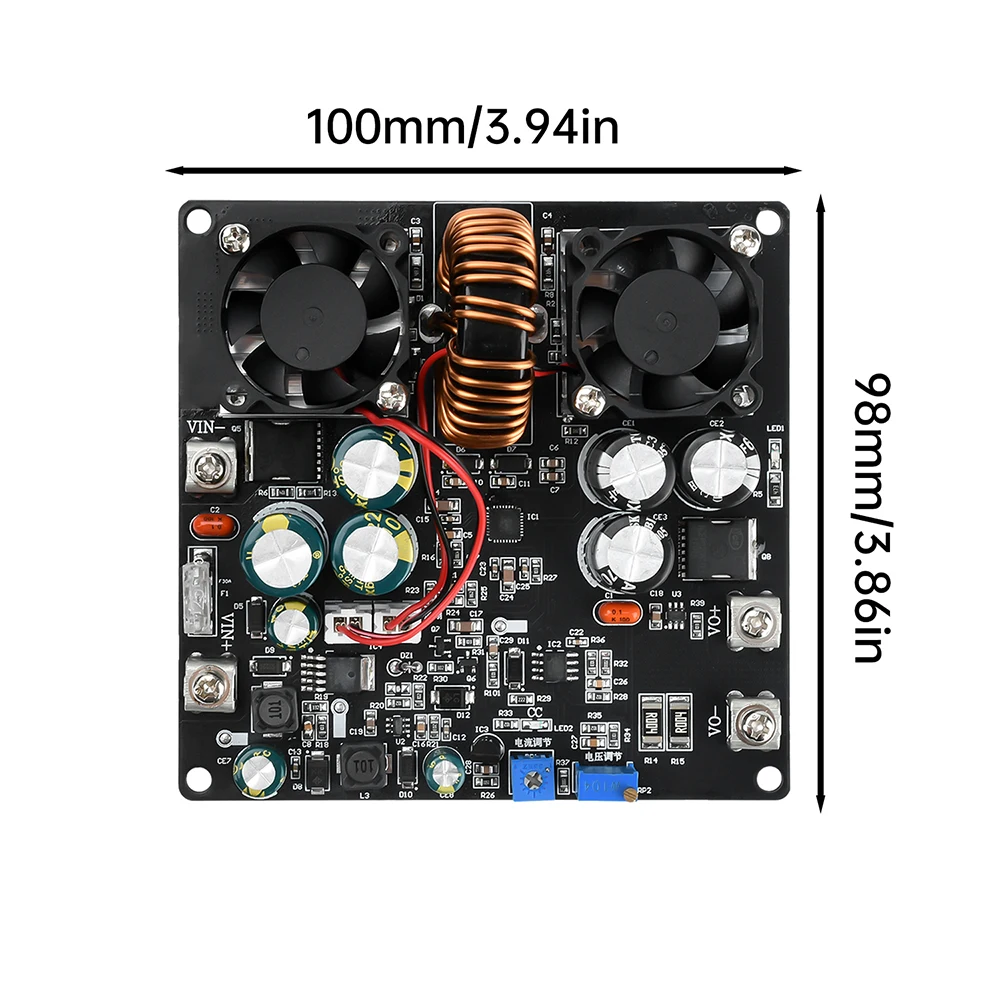 600W 700W High-power Buck Boost Module DC 7-70V 20A Dual Fan Cooling 6 MOS High Performance Synchronous Rectification