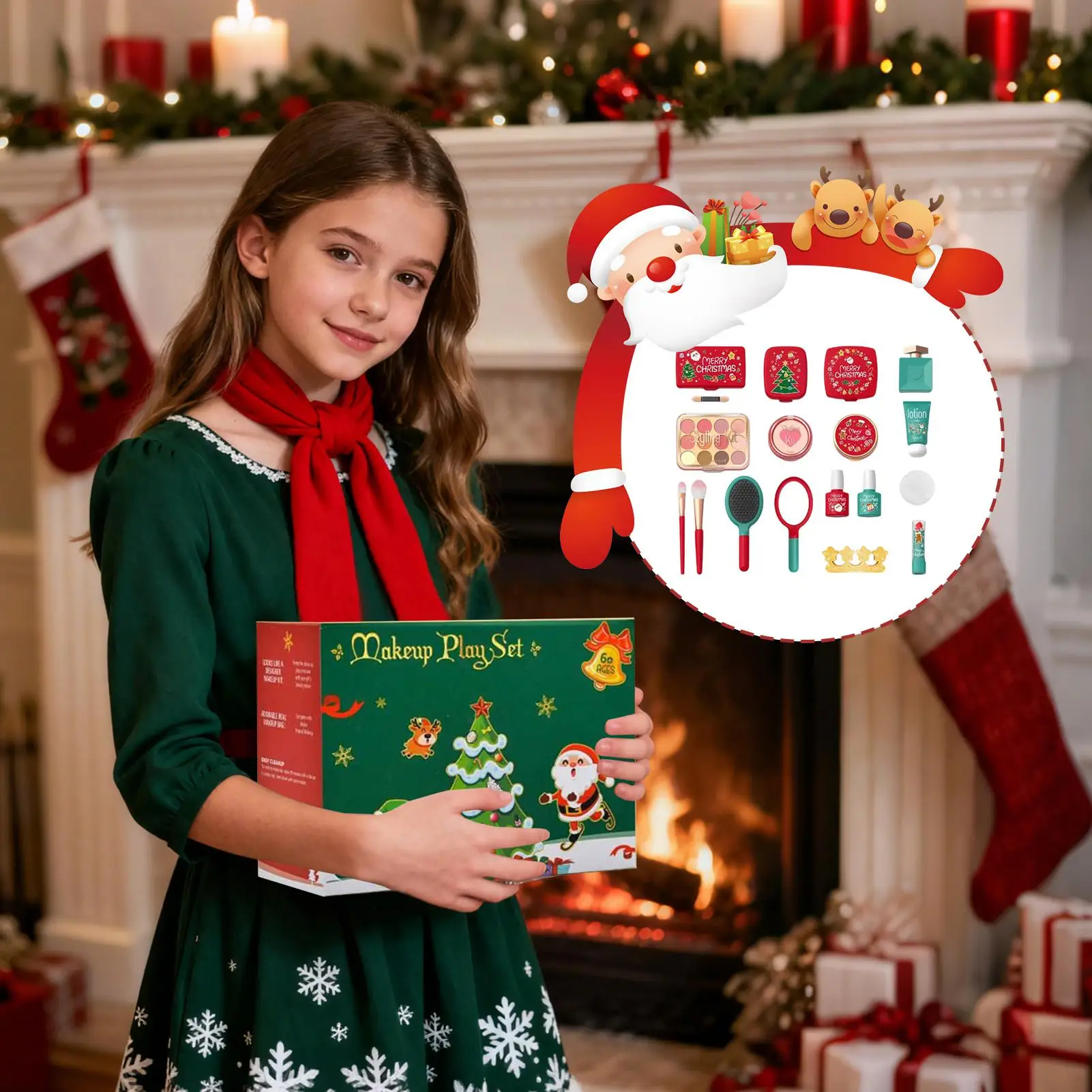 Pretend Makeup Girls Christmas Fake Cosmetic Set Realistic Toddler Pretend Play Makeup Kit For Birthday Christmas Preschool