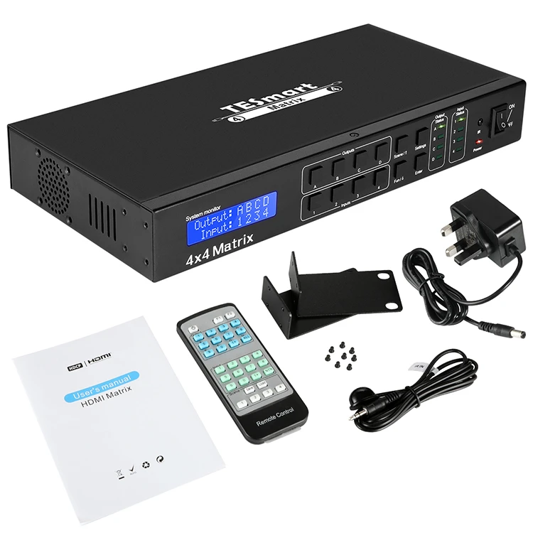 

TESmart Video Switcher 4K H D M I 4X4 Matrce Switch Splitter Support Smart EDID RS232 HDCP Matrix Switcher