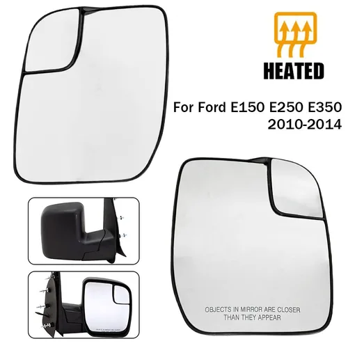 Para Ford E150 E250 E350 2010-2014 1x lente de visión trasera izquierda derecha espejo dividido puerta calentada accesorios retrovisores de vidrio vehículo
