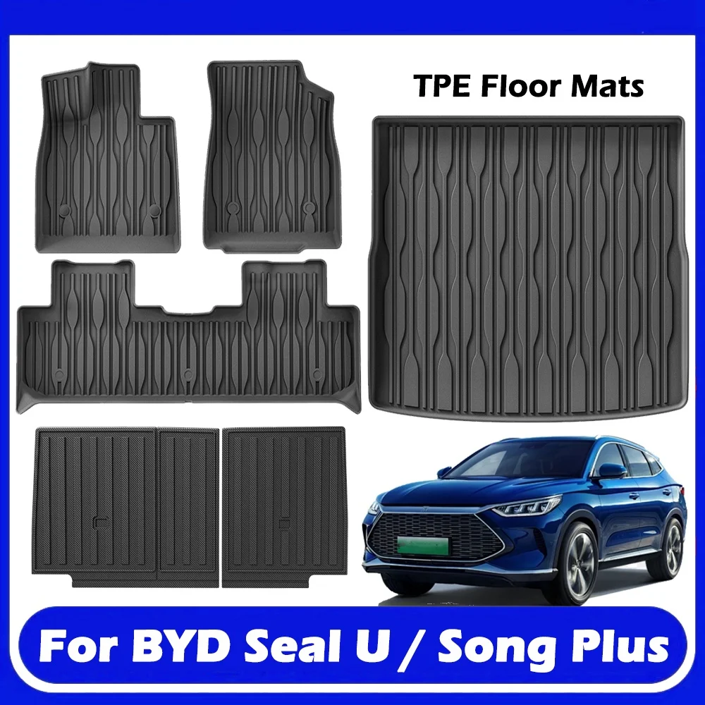 

TPE Floor Mats for BYD Seal U / Song Plus Sealion 6 2021-2024,All Weather Trunk Pad Waterproof Anti-Slip Accessories