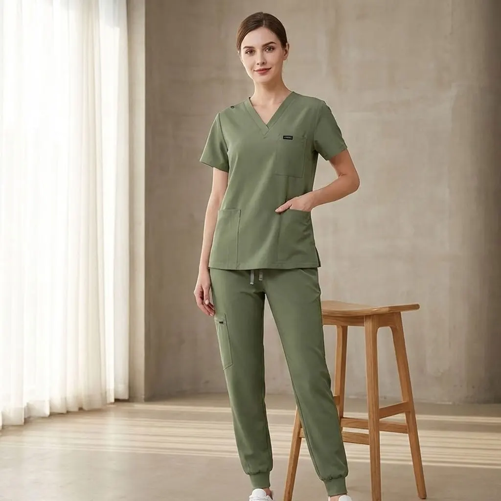 Unisex sneldrogende scrubset met korte mouwen - 2-delig tand- en ziekenhuiswerkuniform voor artsen en verpleegkundigen