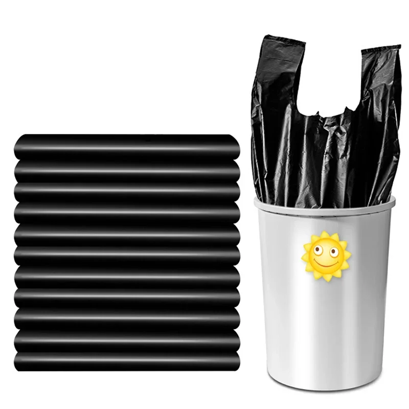 100pcs Disposable Household Trash Bags Thickened Trash Bags Colorful Storage Bags for Kitchen Bathroom Black Plastic Bag