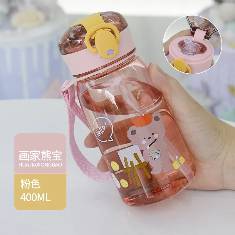 Kids Water Sippy Cup With Straw Cartoon Leakproof Water Bottles Outdoor Portable Drink Bottle Children\'s Lovely Cup