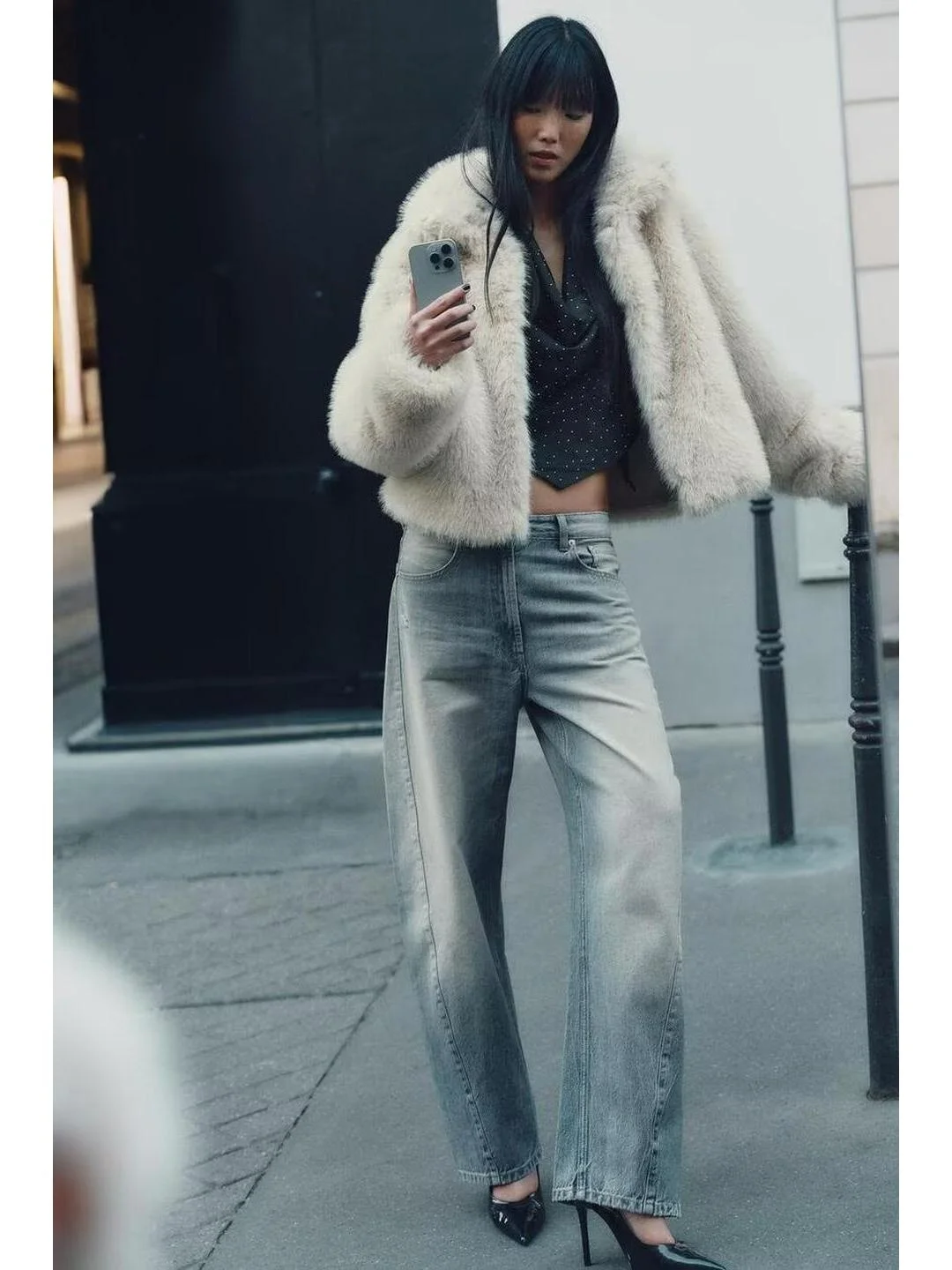 معطف الفرو الاصطناعي للخريف والشتاء للسيدات، معطف طويل مستقيم، مناسب للسفر، تصميم Ele Ladylike #1