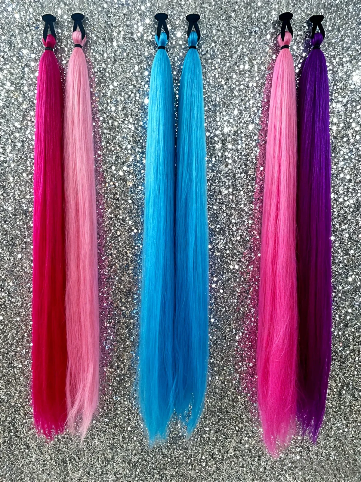 الاصطناعية الملونة ذيل حصان تمديد 2 قطعة طويلة مستقيمة DIY مضفر ذيل حصان هيربيسي مع شريط مطاطي النساء إكسسوارات الشعر