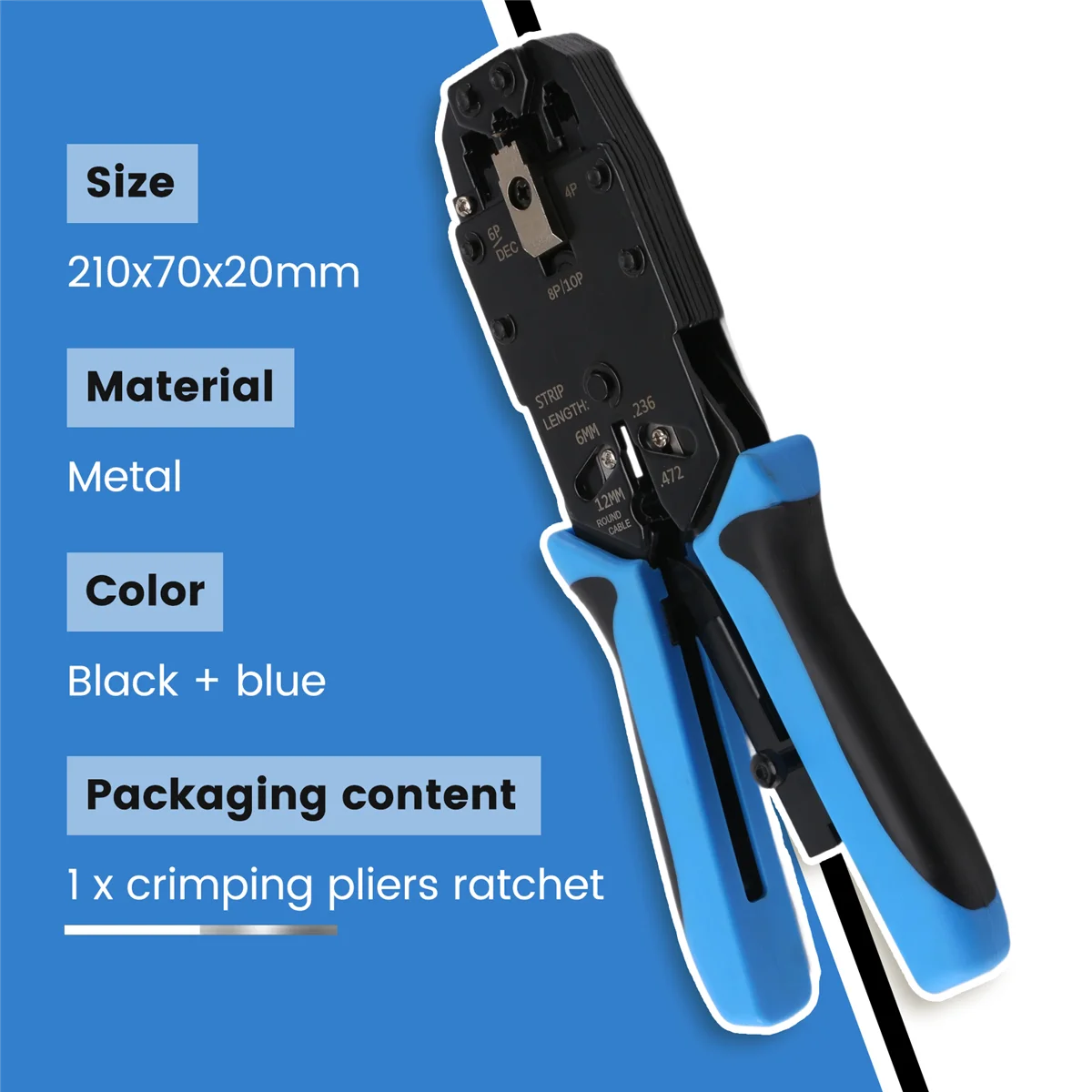 SMIEA RJ45 Network Crimper 10P 8P 6P 4P Crimping Tools Stripper for RJ45 RJ11 RJ12 RJ50 Connector Ethernet Cable