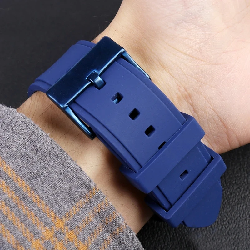 ยางซิลิโคนสำหรับนาฬิกาเกส W0247G3 W0040G3 W0040G7 ยี่ห้อสายนาฬิกาผู้ชายกีฬากันน้ำสีฟ้าสีดำสร้อยข้อมือ 22 มม.
