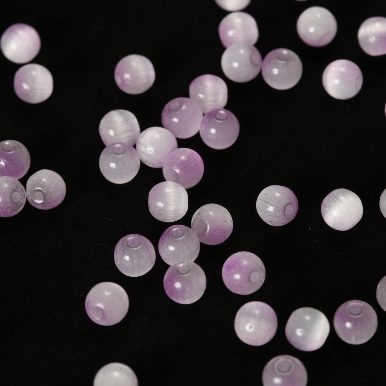 New 4/6mm Cat Eye Stone Beads For Jewelry Making Violet Loose Shiny Round Beaded DIY Bracelet Earrings Necklace Needdlework