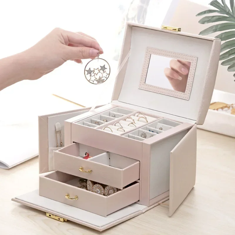 Minimalist drawer style jewelry storage box creative disc silk pattern jewelry box earrings earrings rings jewelry box