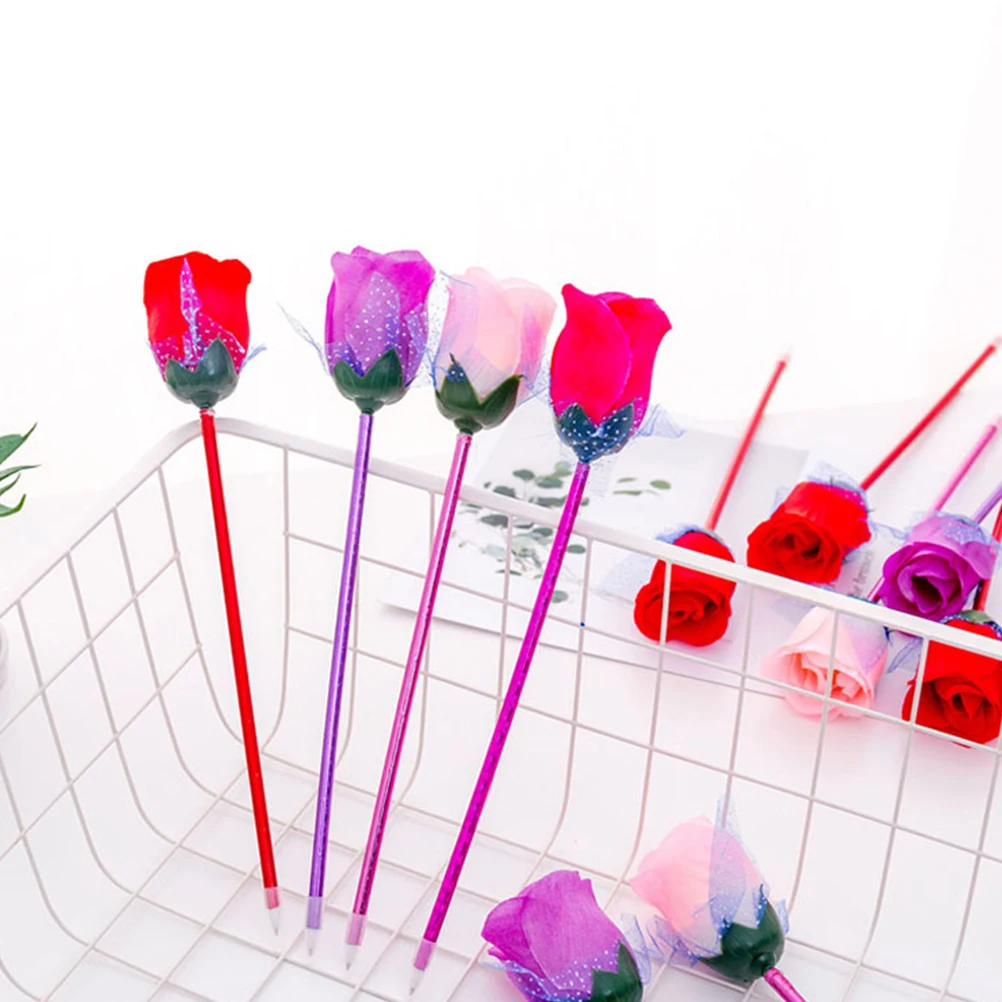 

24pcs Rose Shape Ballpoint Pens Bite Resistant Cute Stationery Writing Pens For Kids Students Creative Design School