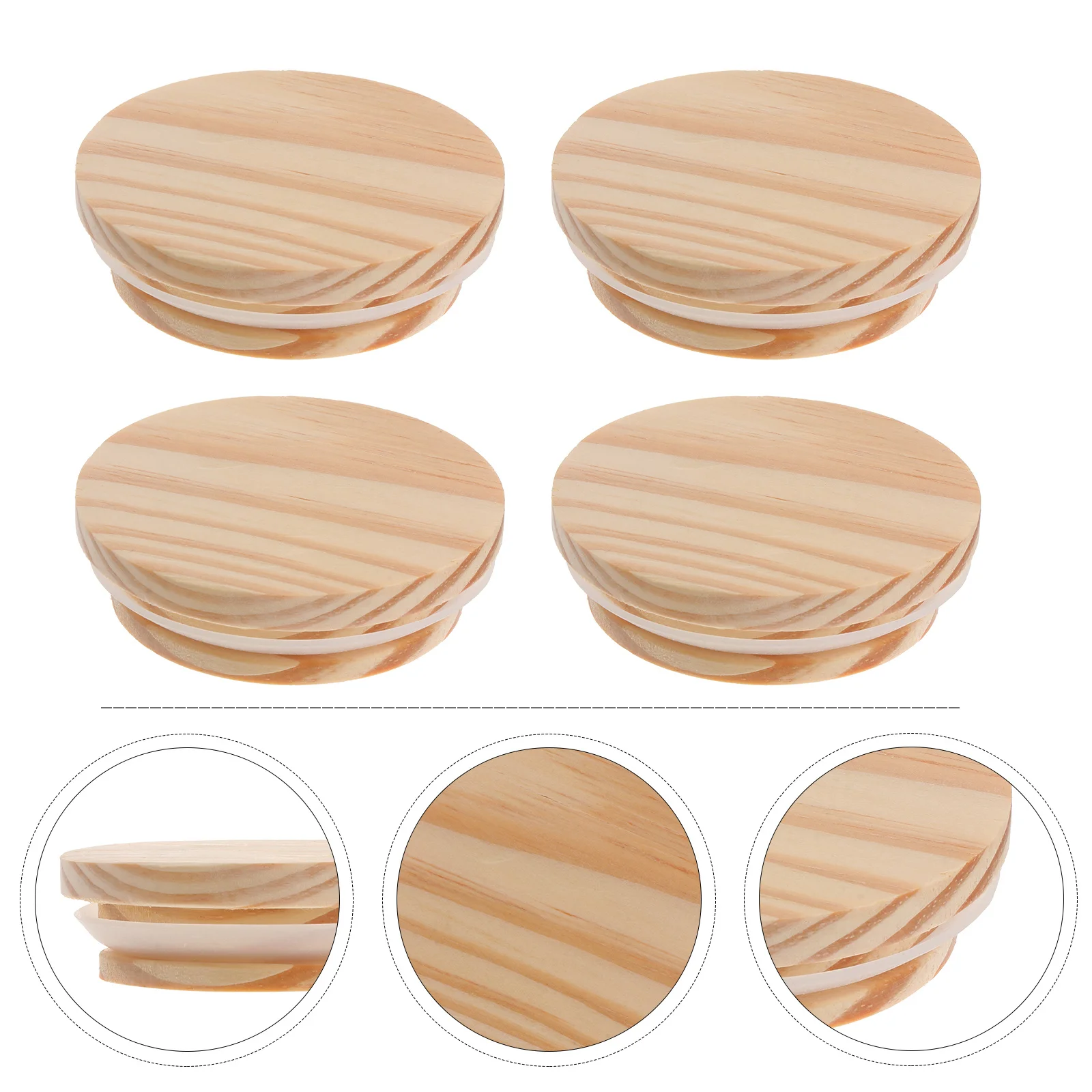 

8Pcs Sealing Jar Wood Lid Premium Material Rubber Seal Fit Glass Bottle Mason Jar Cup Storage Dry Food Kitchen Accessory