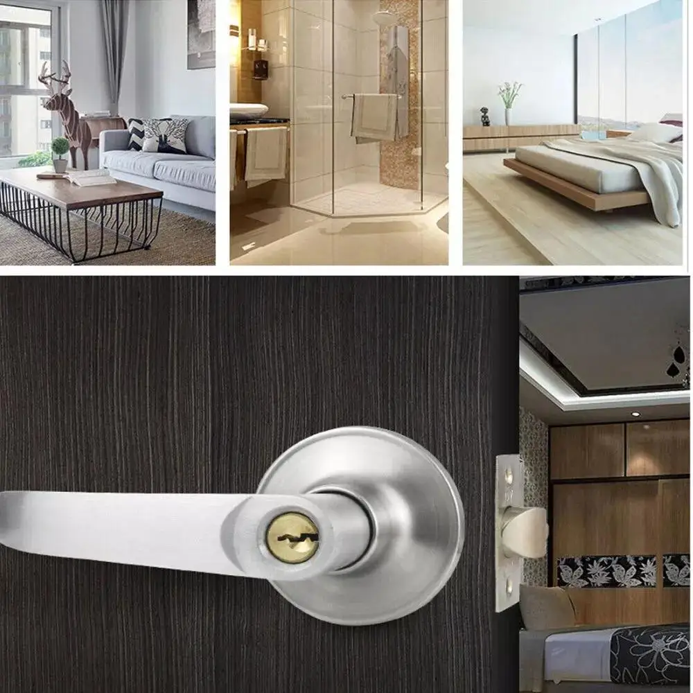 Door Handle Lock Round Entry Security Privacy Sliding Front Doors Entrance Keyed Locks for Bedroom Living Room Household