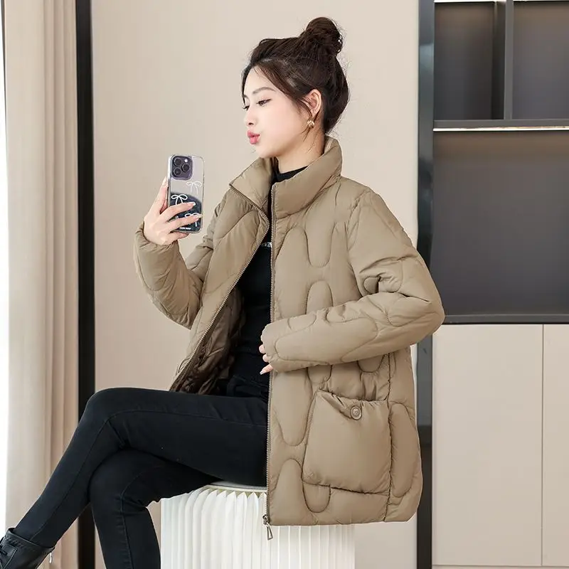 Warme gewatteerde parka dames herfst winter casual bovenkleding met ritssluiting en zakken slim fit ontwerp