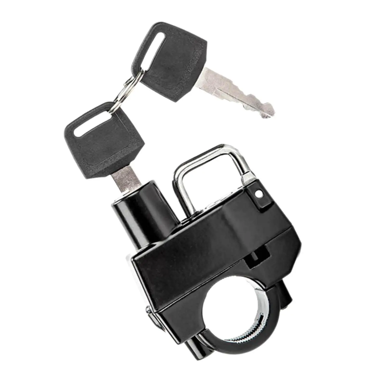 Portable Key Locking Handlebar Helmet Lock Black Aluminum Alloy for Bike Motorcycle Chain Protector