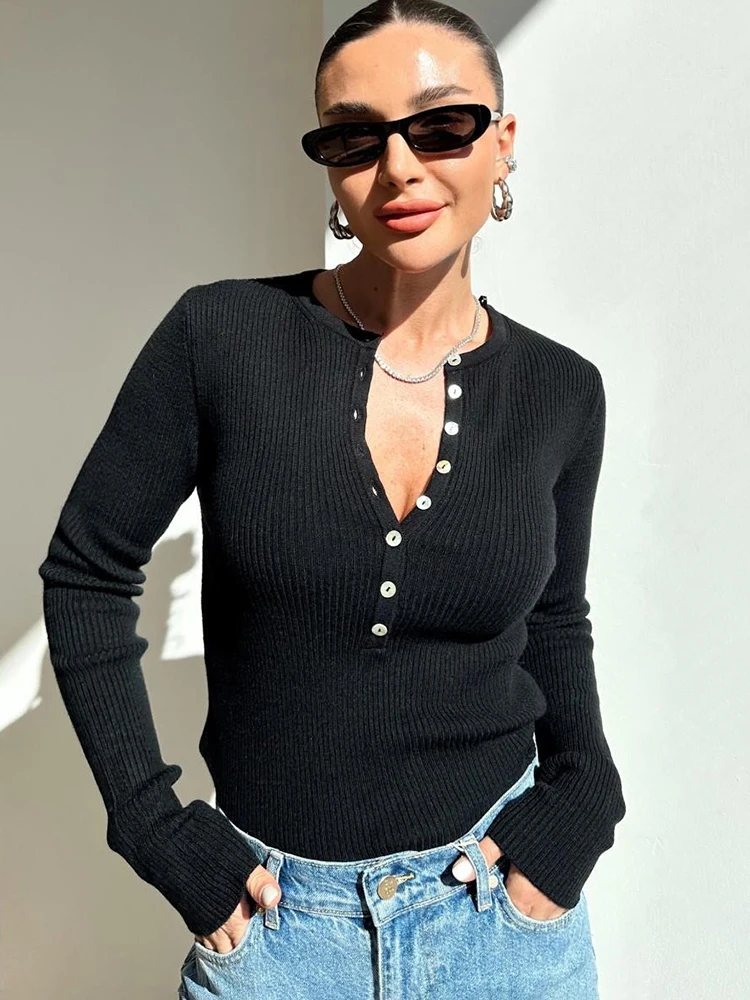 بلوفرات عصرية للسيدات من Tuularose بلوفر متماسك مضلع ونحيف متين للربيع والخريف سترة نسائية أنيقة للركاب #3