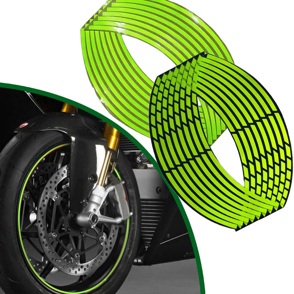 

16pcs New Motorcycle Wheel Reflective Strips Night Safety Warning 18'' Tire Decorative Stickers for Car Bike Motorbike Bicycle