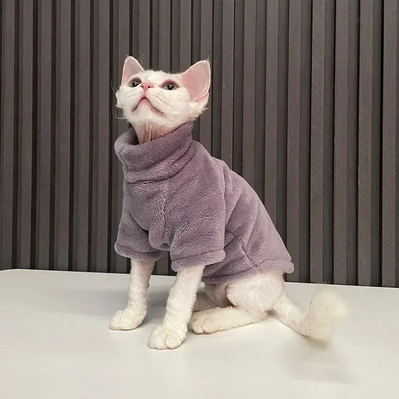 Fashion Winter Soft Warm Cat Clothing Comfort Thickened Cat Clothes for Sphynx Cat Clothes Hairless Cat Kitten Outfits Clothes