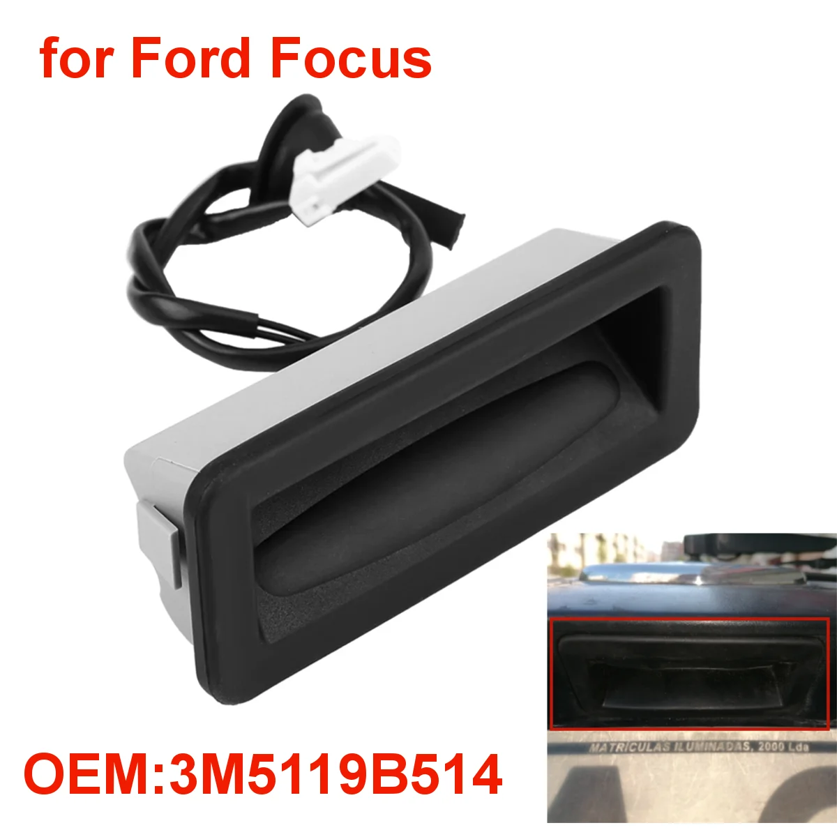 3M5119B514AC Auto Heckklappe Kofferraum Kofferraum Entriegelungsschalter Griffknopf 1346234 für Ford Focus MK2 C-MAX 2003-2010 – Detail 4