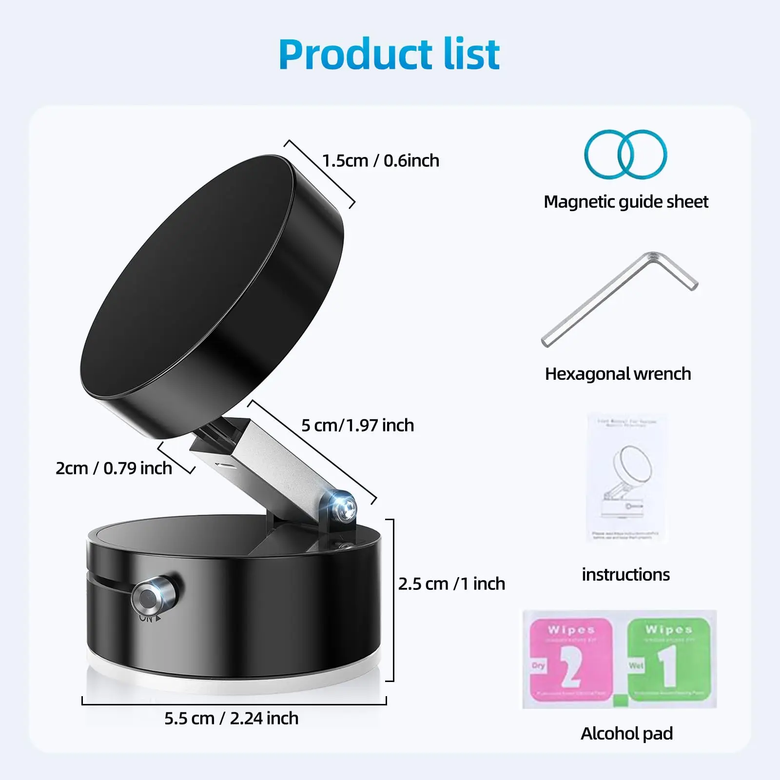 Vacuum Suction Magnetic Phone Holder Adjustable Magnetic Car Phone Holder Foldable Phone Stand Suction Phone mount for Gym Car