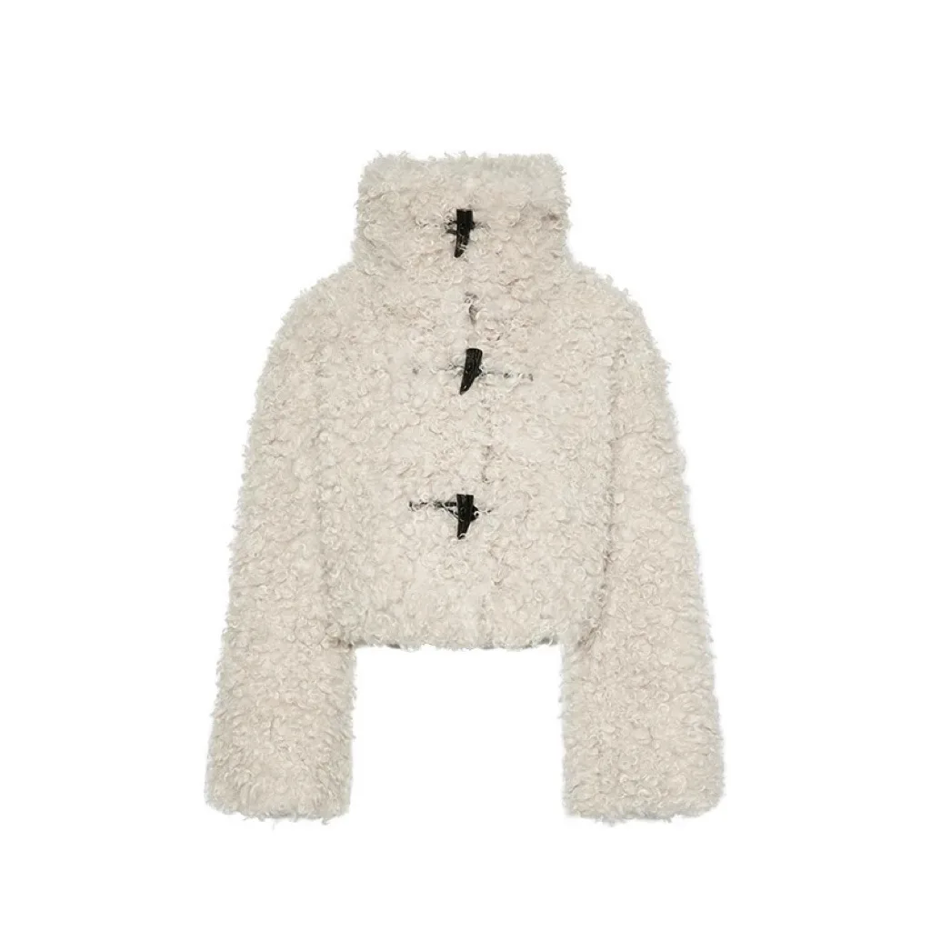  Studio Autumn Winter ort Suede Inner Eco-Friendly Fur Coat Women's Large Collar Button up Jaet Street Sle Loose Fit