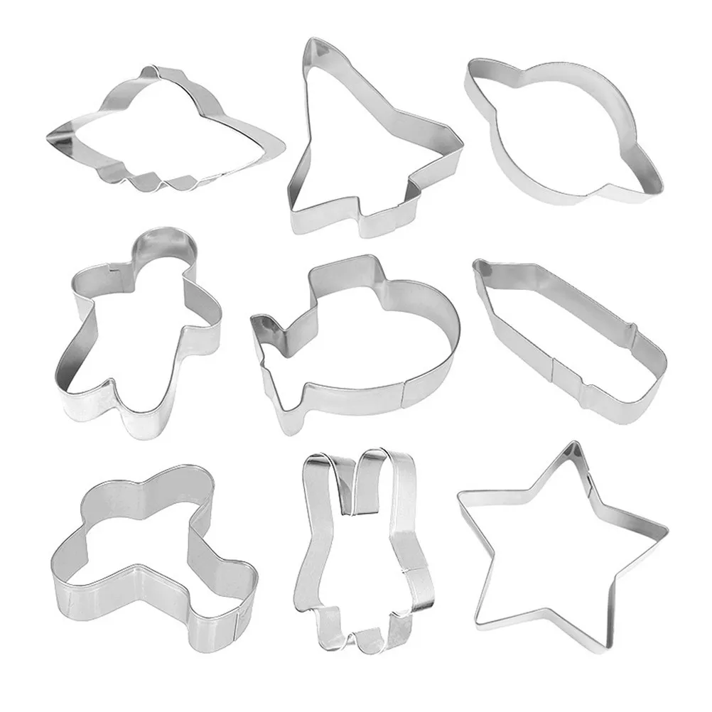 9Pcs Creative Outer Space Biscuit Mold Stainless Steel Baking Mold Cookie Chocolate DIY Fondant Craft Supplies