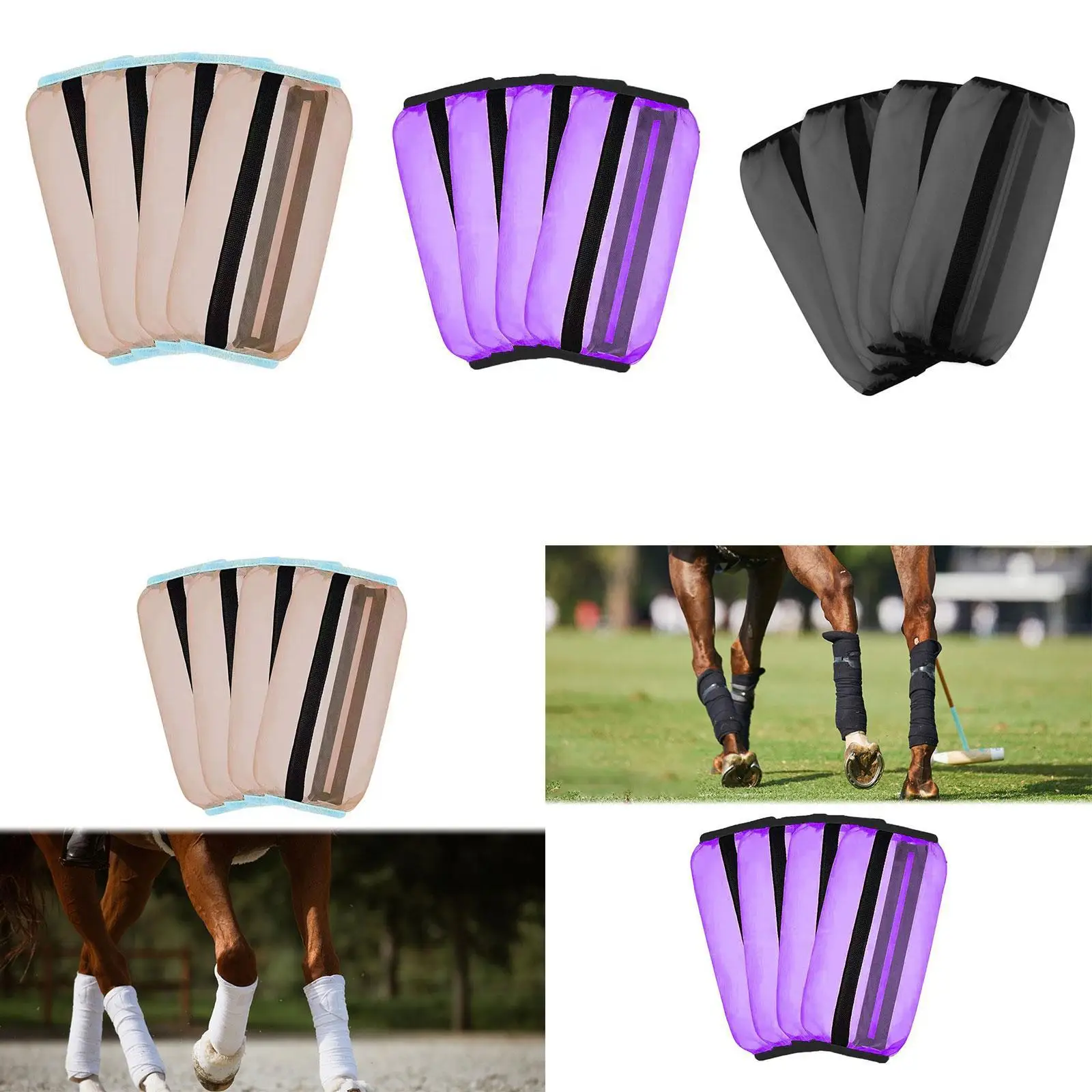 

4x Horse Fly Boots Keep from Stomping Easy to Use Lightweight Horse Leggings