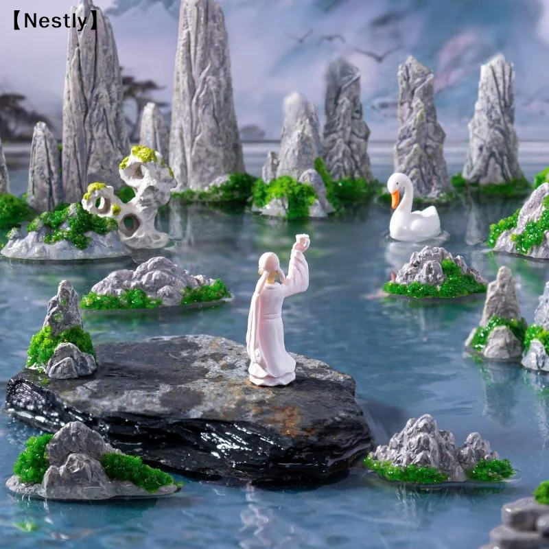 1/6Pcs Artificial Hill Toys Mini Mountain Miniature Fake Stone Bonsai Ornaments Fairy Garden Accessory Decor Aquarium Rock〔Nest〕