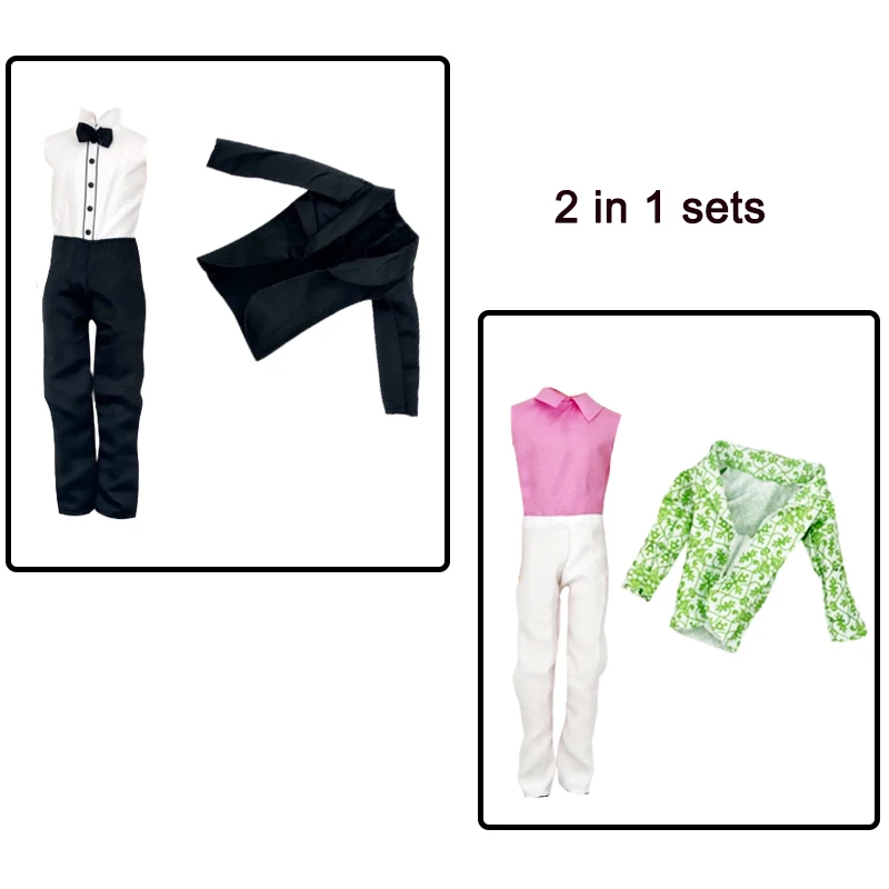 3 Sets Doll Clothing And Accessories Handmade Formal Business Suit Tuxedo Groom Clothes for 30cm/12in Ken Dolls