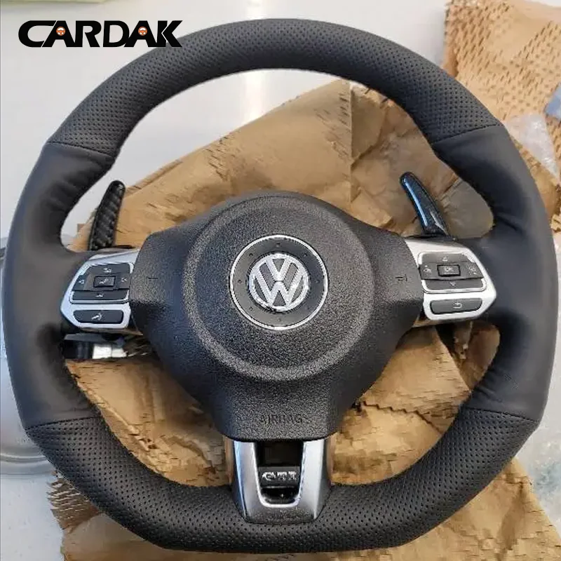 Custom Hand-Stitched Soft Black Artificial Leather Car Steering Wheel Cover For Volkswagen Golf 6 GTI MK6/ Scirocco R