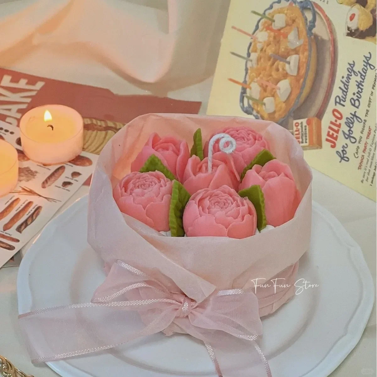 DIY Bouquet Aromatherapy Candle Silicone Mold Rose Tulip Valentine\'s Day Gift Mold Diffuser Stone Handmade Soap Plaster Decor