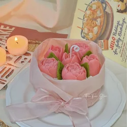 DIY Bouquet Aromatherapy Candle Silicone Mold Rose Tulip Valentine's Day Gift Mold Diffuser Stone Handmade Soap Plaster Decor