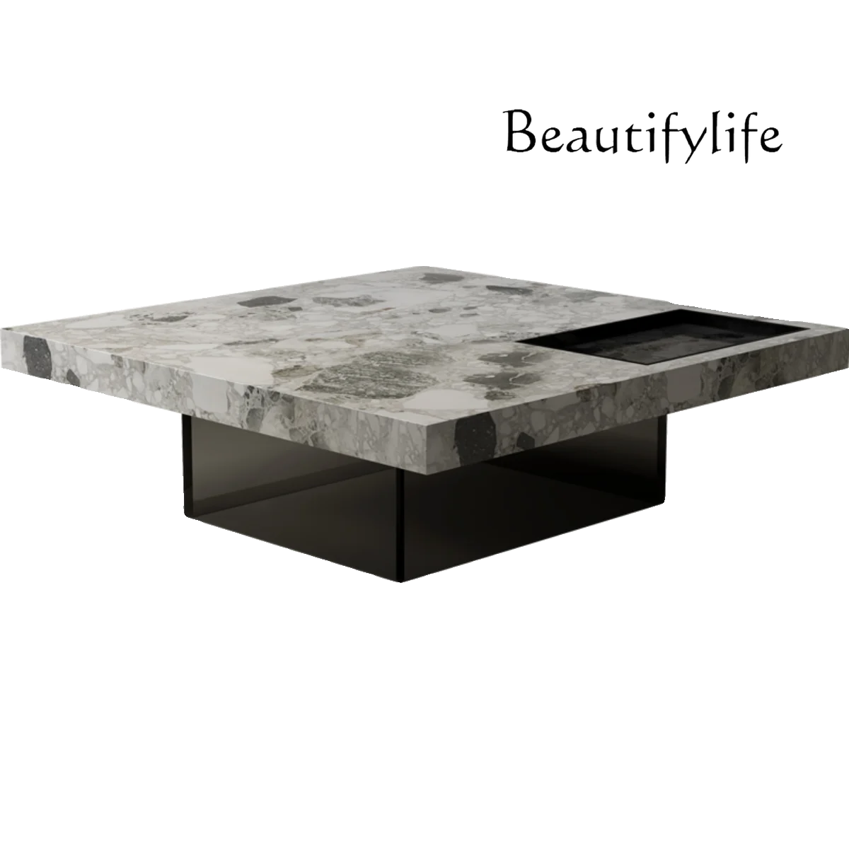 

Natural marble square coffee table Italian minimalist small apartment coffee table