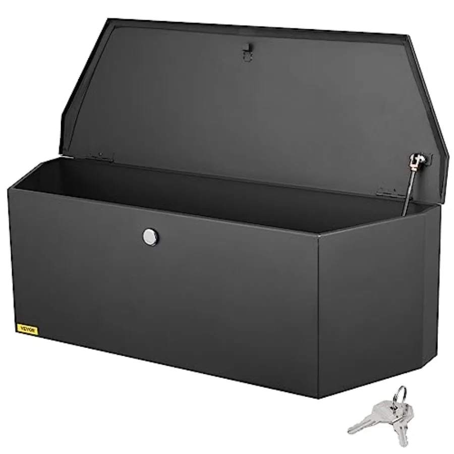 

Trailer Tongue Box, Heavy Duty Trailer Tongue Tool Box Storage Organizer with Lock and Keys, Utility Tool Chest for Pickup Truc